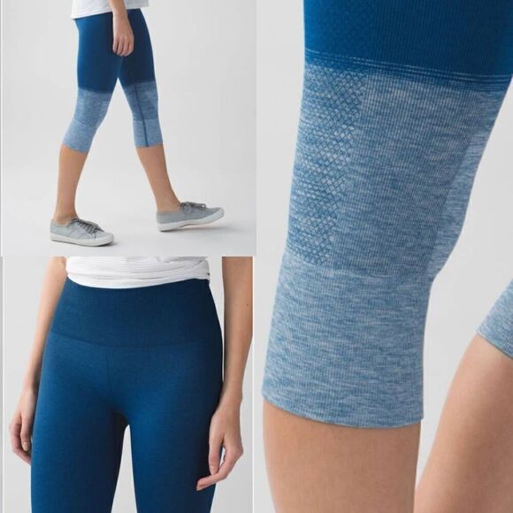 Lululemon Seamlessly Street Crop Heathered Poseidon Size 4 - Picture 2 of 9